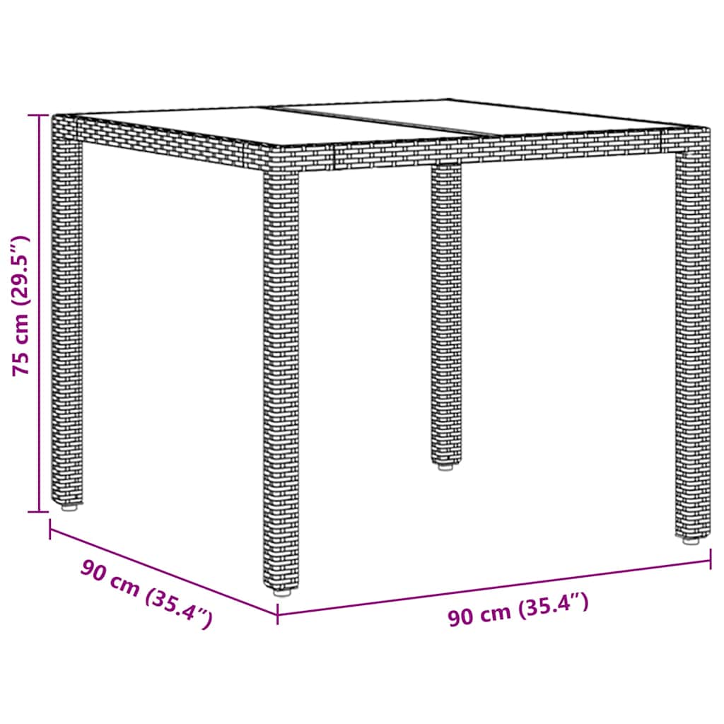 Ensemble de salle à manger pour jardin 3 pcs Beige polyrotin