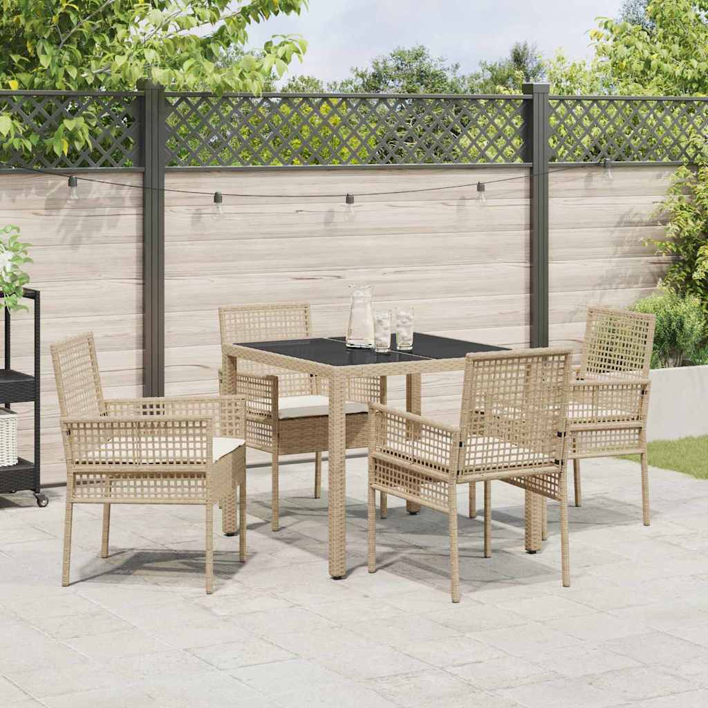 Ensemble de salle à manger pour jardin 5 pcs Beige polyrotin