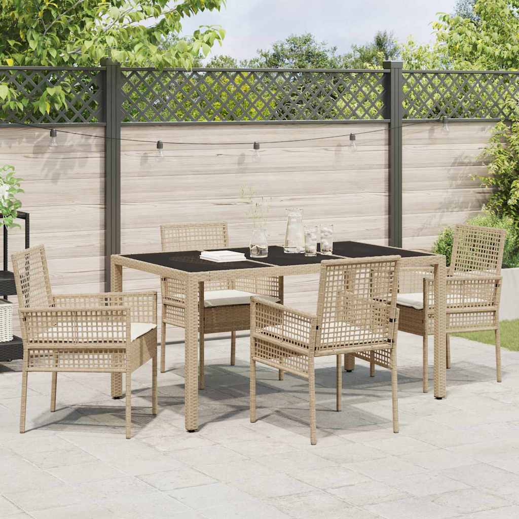 Ensemble de salle à manger pour jardin 5 pcs Beige polyrotin
