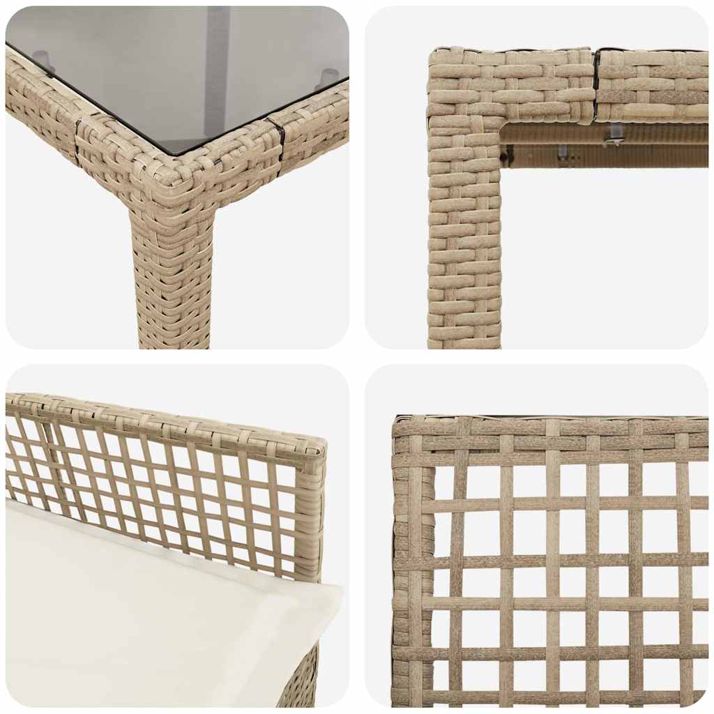 Ensemble de salle à manger pour jardin 9 pcs Beige polyrotin