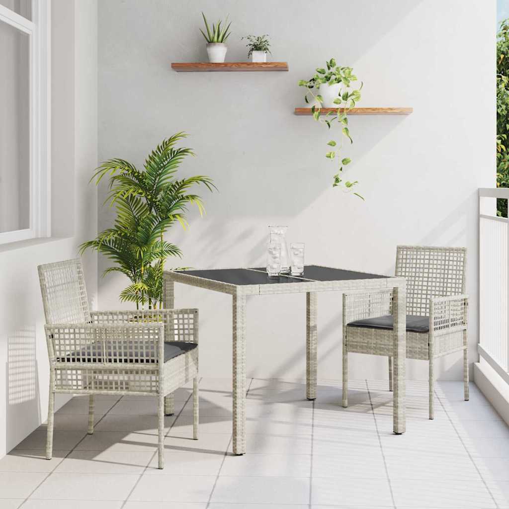 Ensemble de salle à manger pour jardin 3 pc Gris clair