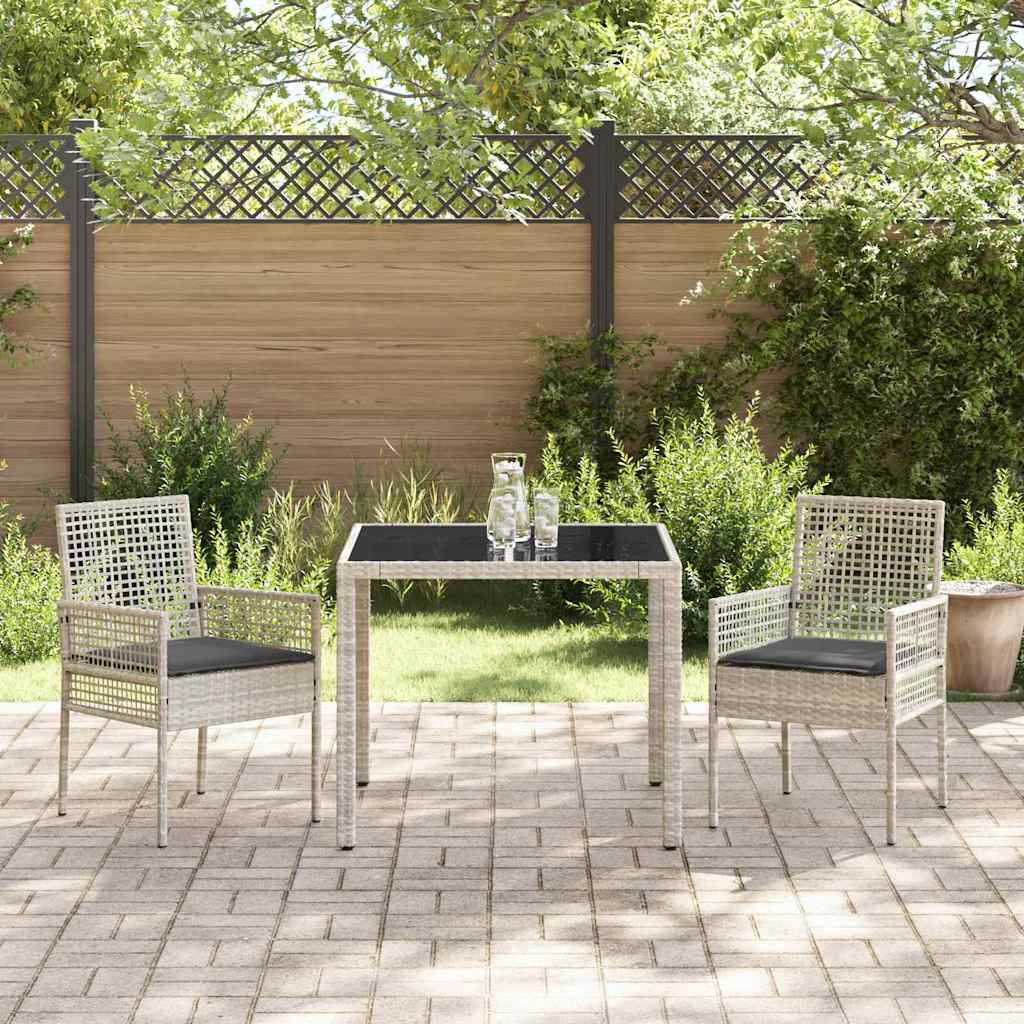 Ensemble de salle à manger pour jardin 3 pcs Gris clair