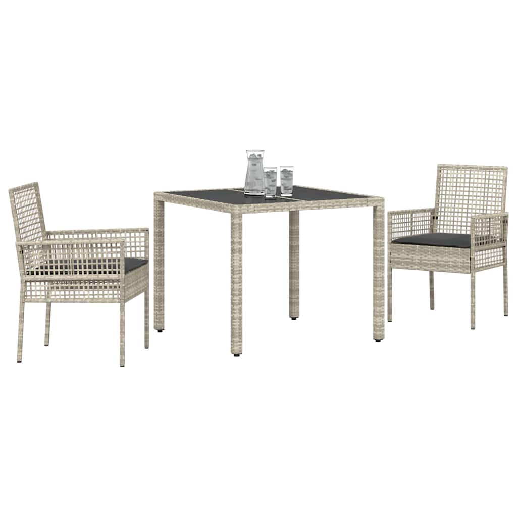 Ensemble de salle à manger pour jardin 3 pcs Gris clair