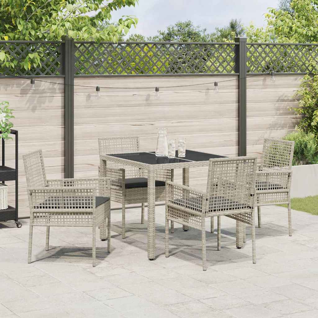 Ensemble de salle à manger pour jardin 5 pc Gris clair