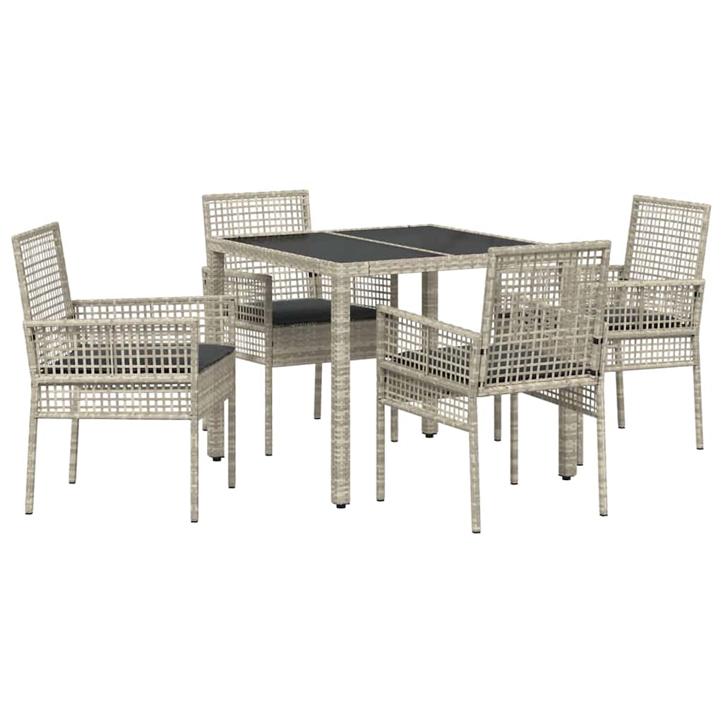 Ensemble de salle à manger pour jardin 5 pc Gris clair