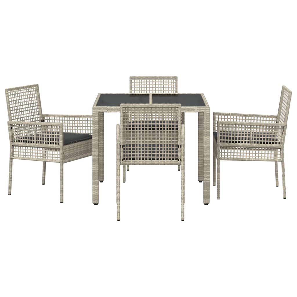 Ensemble de salle à manger pour jardin 5 pc Gris clair