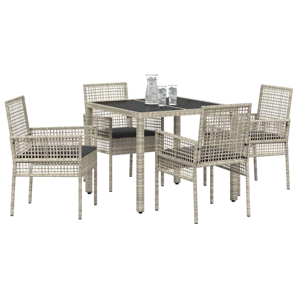 Ensemble de salle à manger pour jardin 5 pc Gris clair