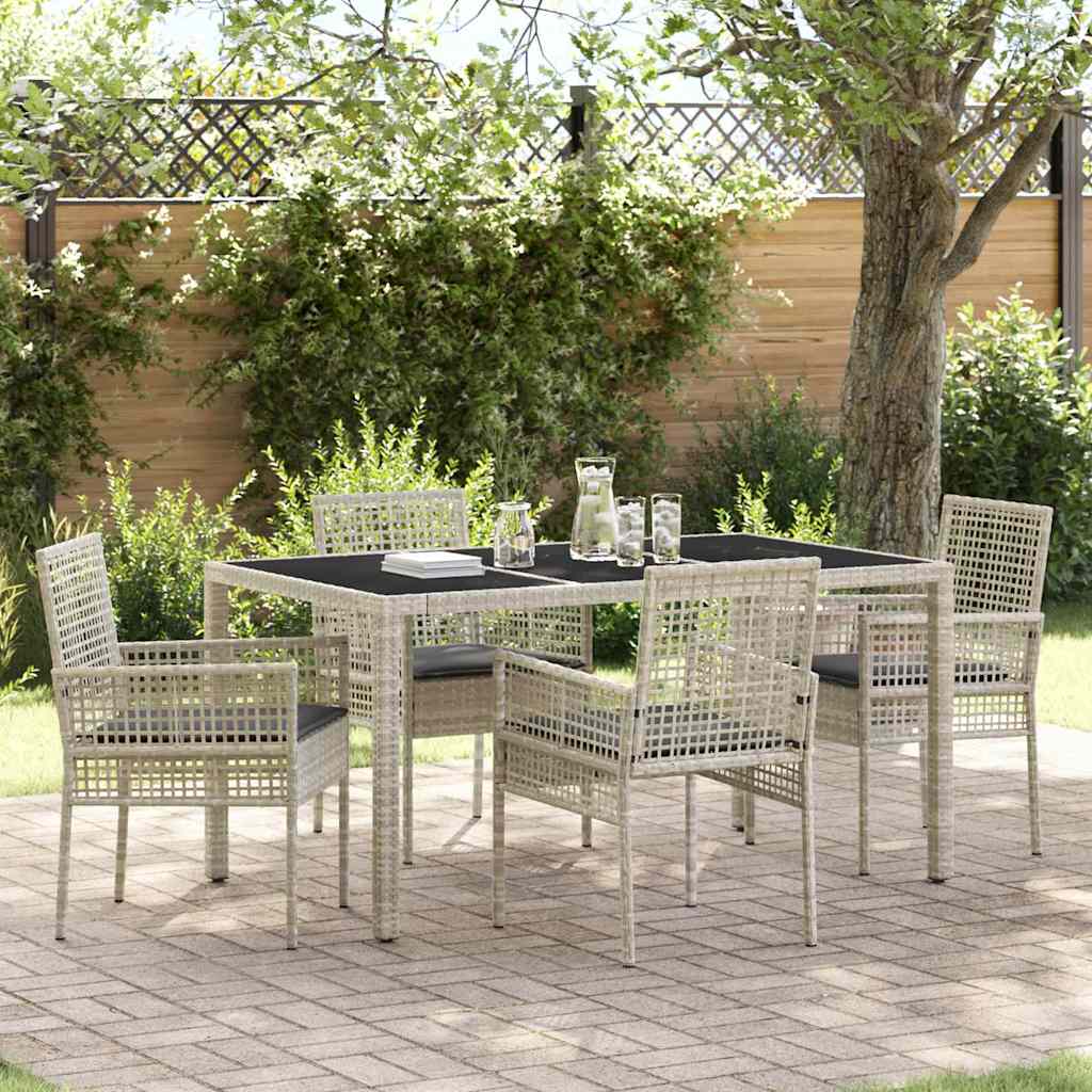 Ensemble de salle à manger pour jardin 5 pc Gris clair