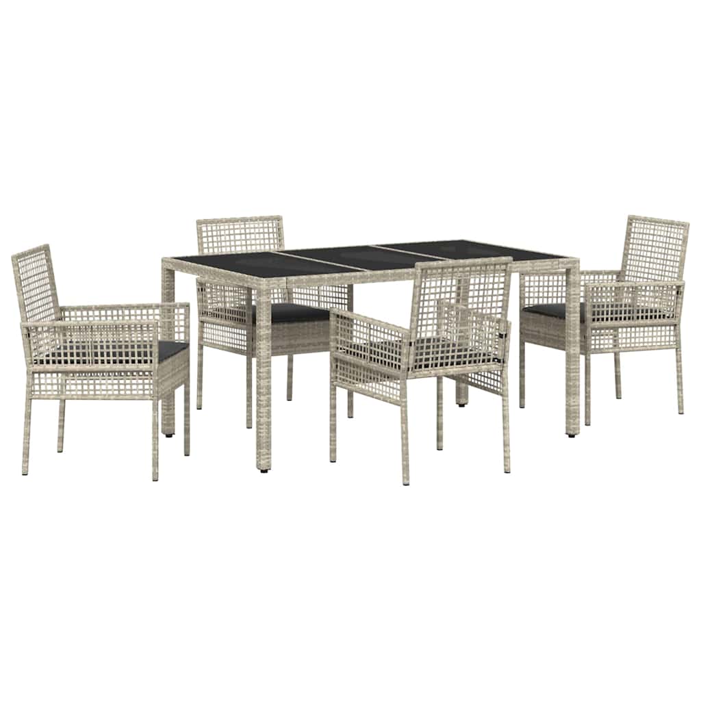 Ensemble de salle à manger pour jardin 5 pc Gris clair