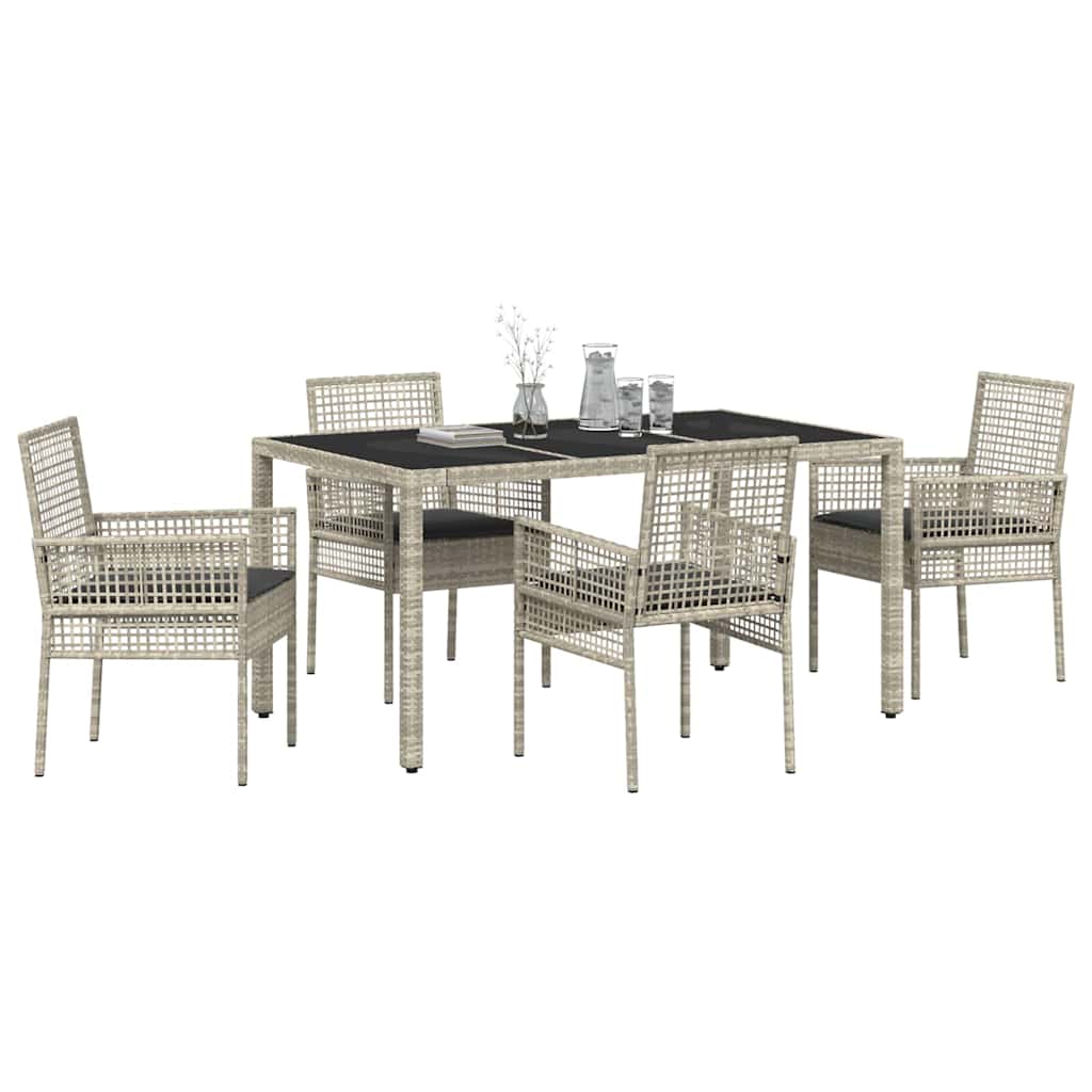 Ensemble de salle à manger pour jardin 5 pc Gris clair