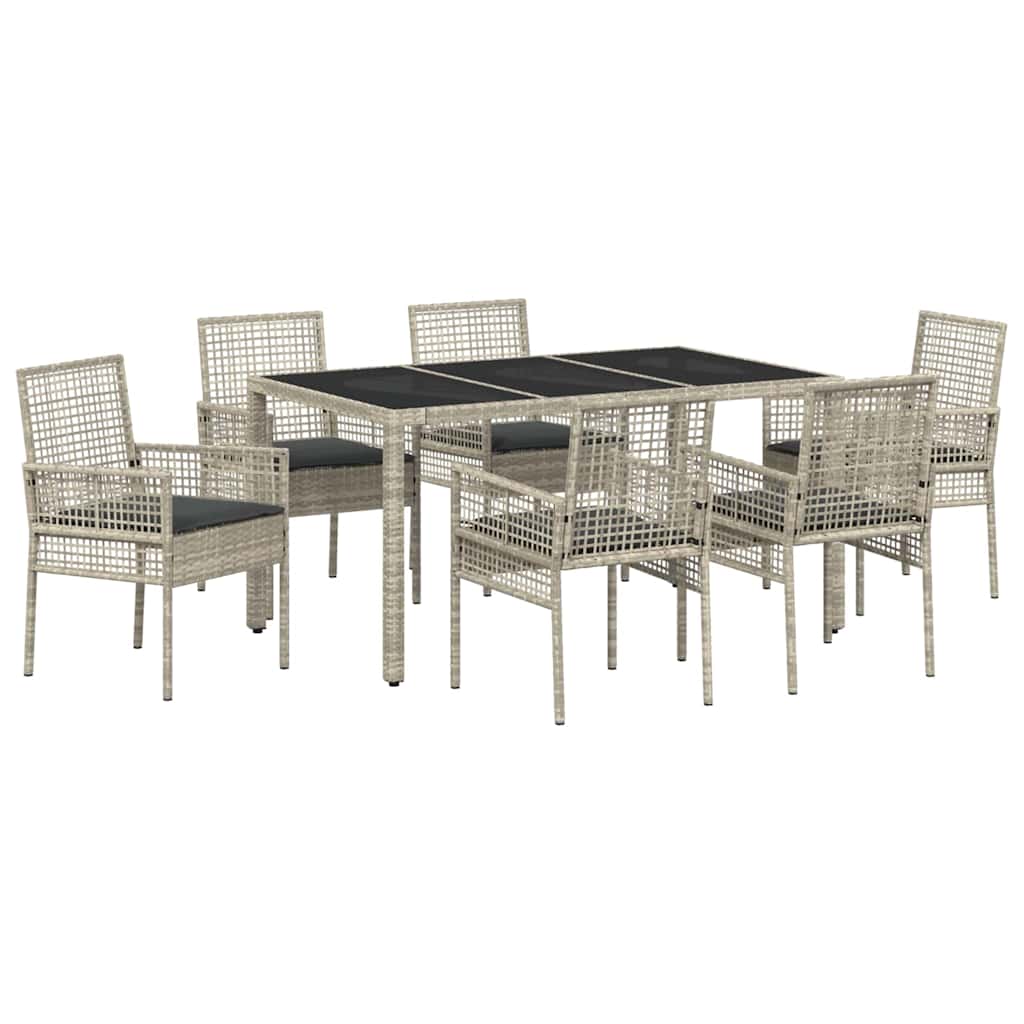 Ensemble de salle à manger pour jardin 7 pcs Gris clair