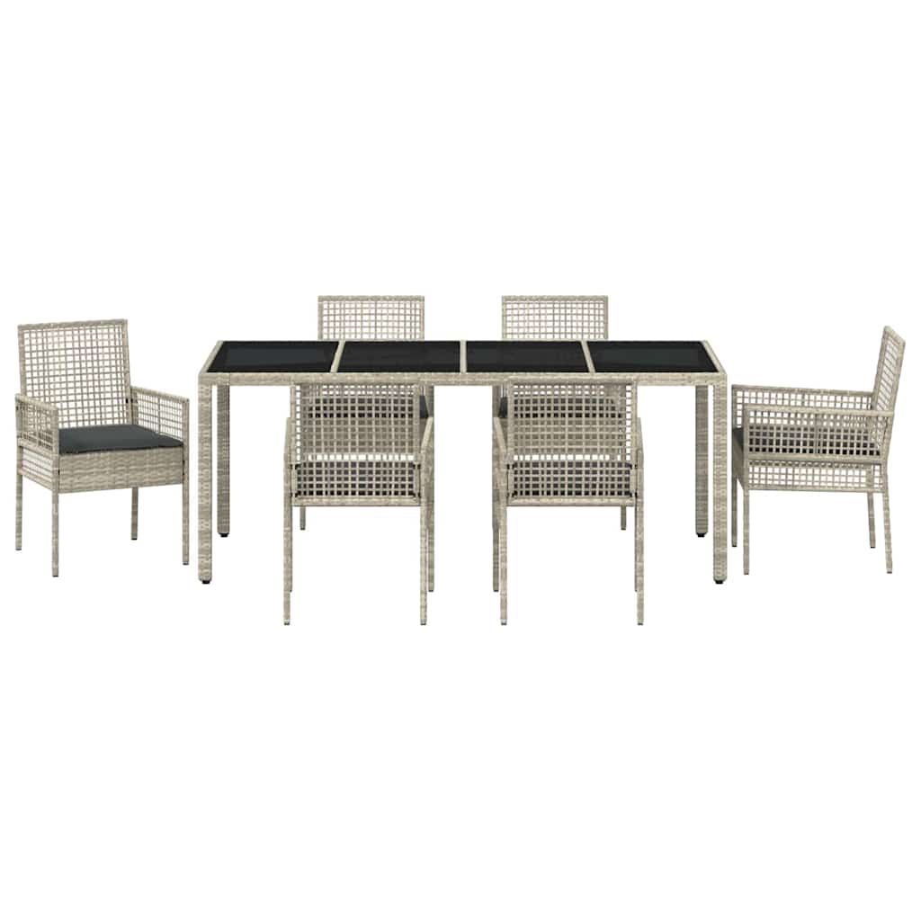 Ensemble de salle à manger pour jardin 7 pcs Gris clair