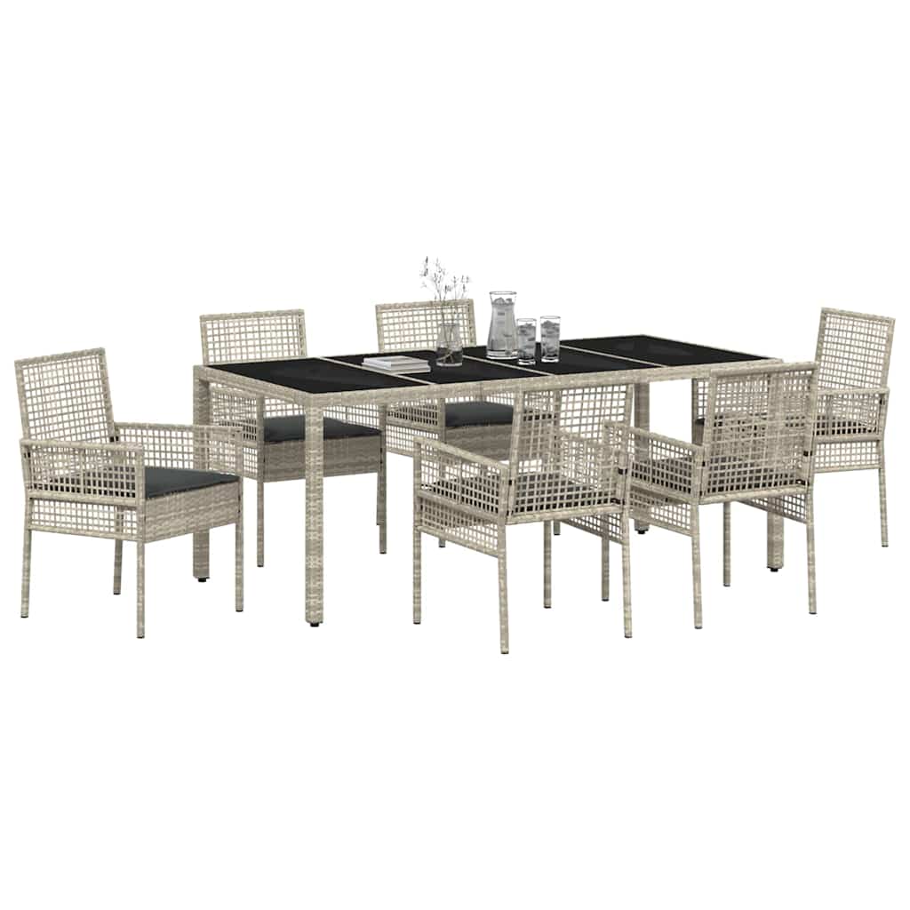 Ensemble de salle à manger pour jardin 7 pcs Gris clair