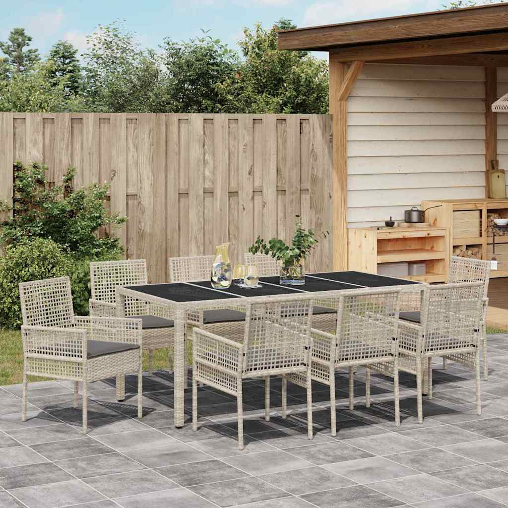 Ensemble de salle à manger pour jardin 9 pcs Gris clair