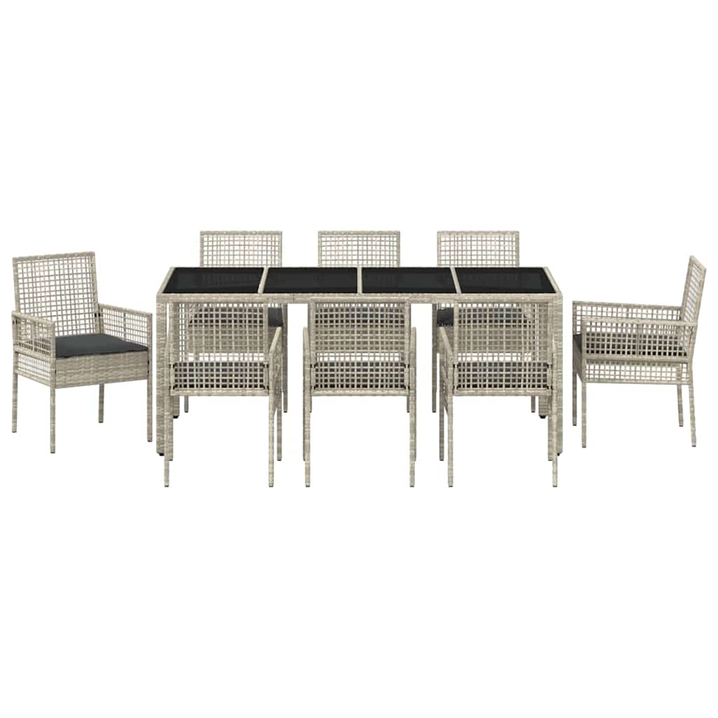 Ensemble de salle à manger pour jardin 9 pcs Gris clair