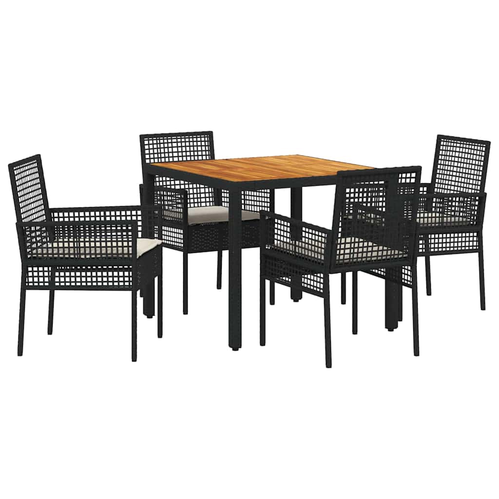 Ensemble de salle à manger pour jardin 5 pcs Noir polyrotin