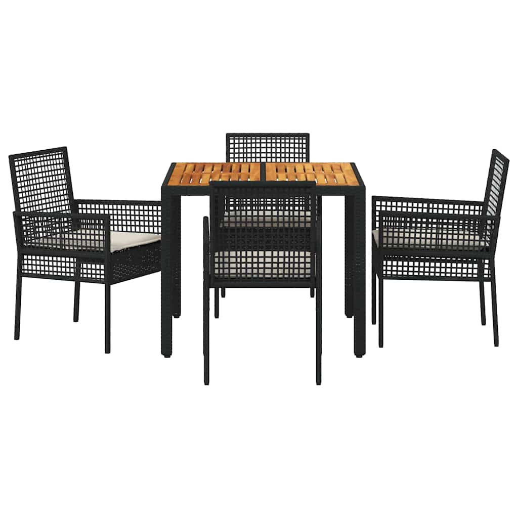 Ensemble de salle à manger pour jardin 5 pcs Noir polyrotin