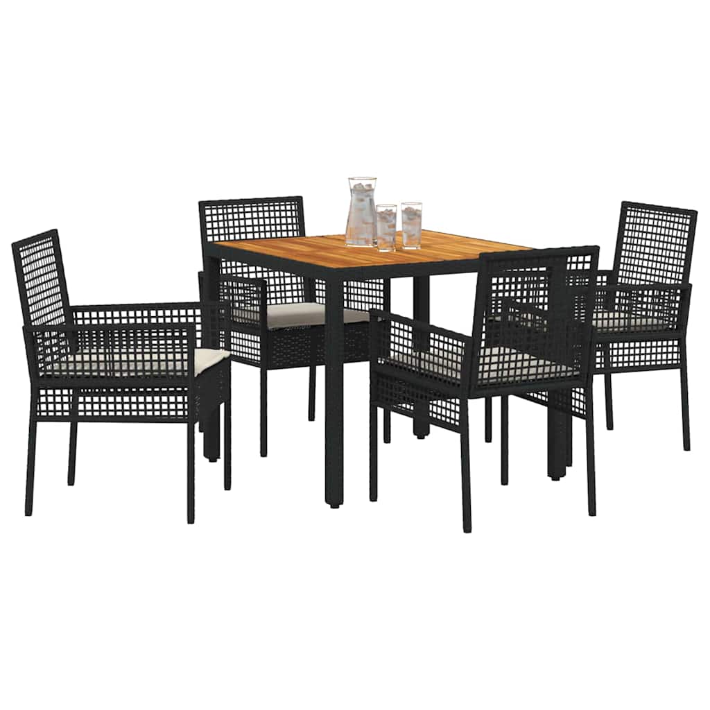 Ensemble de salle à manger pour jardin 5 pcs Noir polyrotin