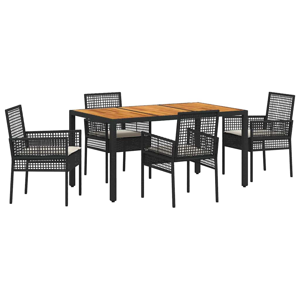 Ensemble de salle à manger pour jardin 5 pcs Noir polyrotin
