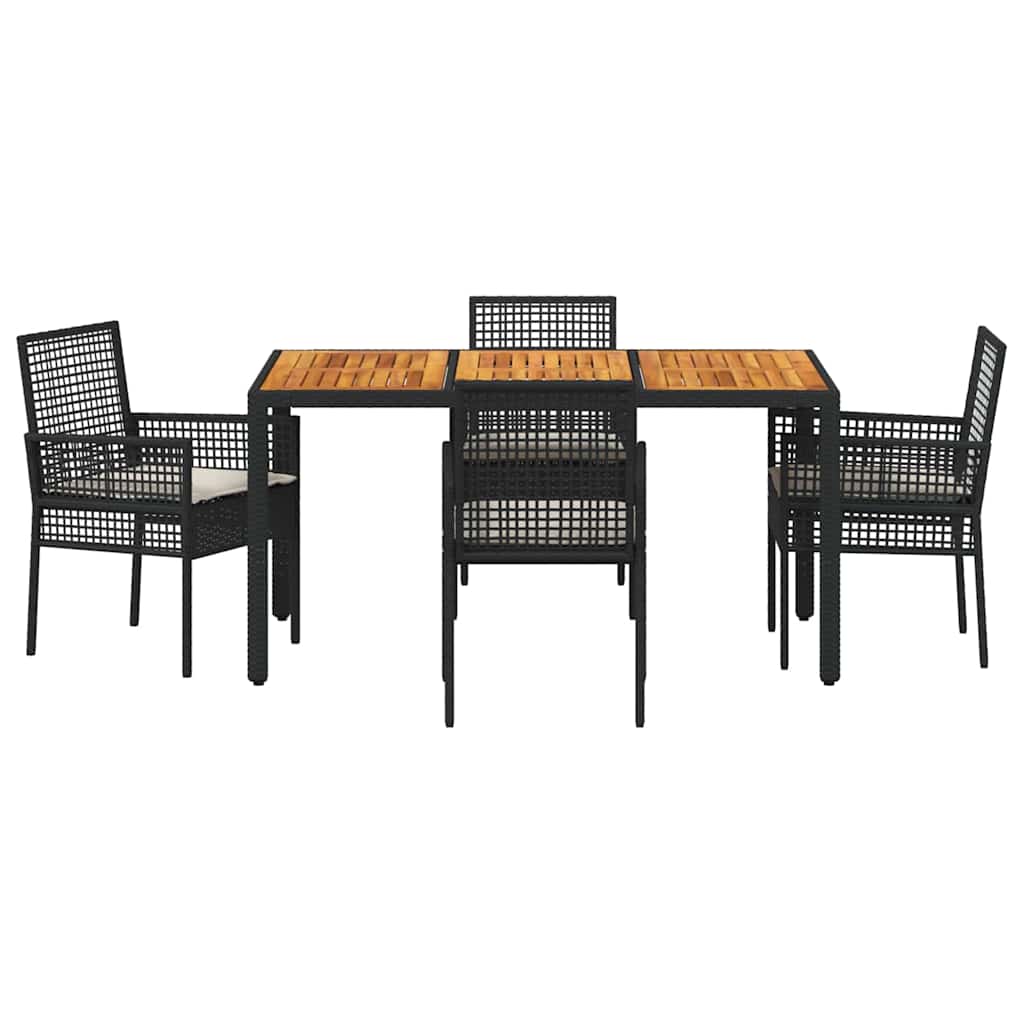 Ensemble de salle à manger pour jardin 5 pcs Noir polyrotin