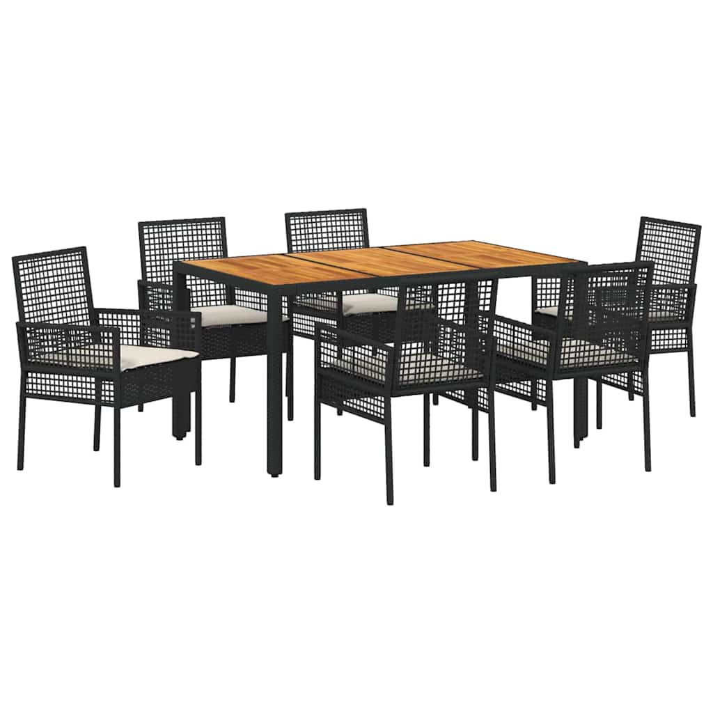 Ensemble de salle à manger pour jardin 7 pcs Noir polyrotin
