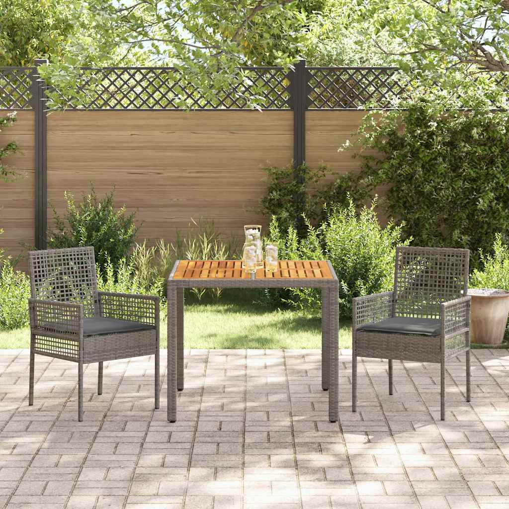 Ensemble de salle à manger pour jardin 3 pcs Gris polyrotin
