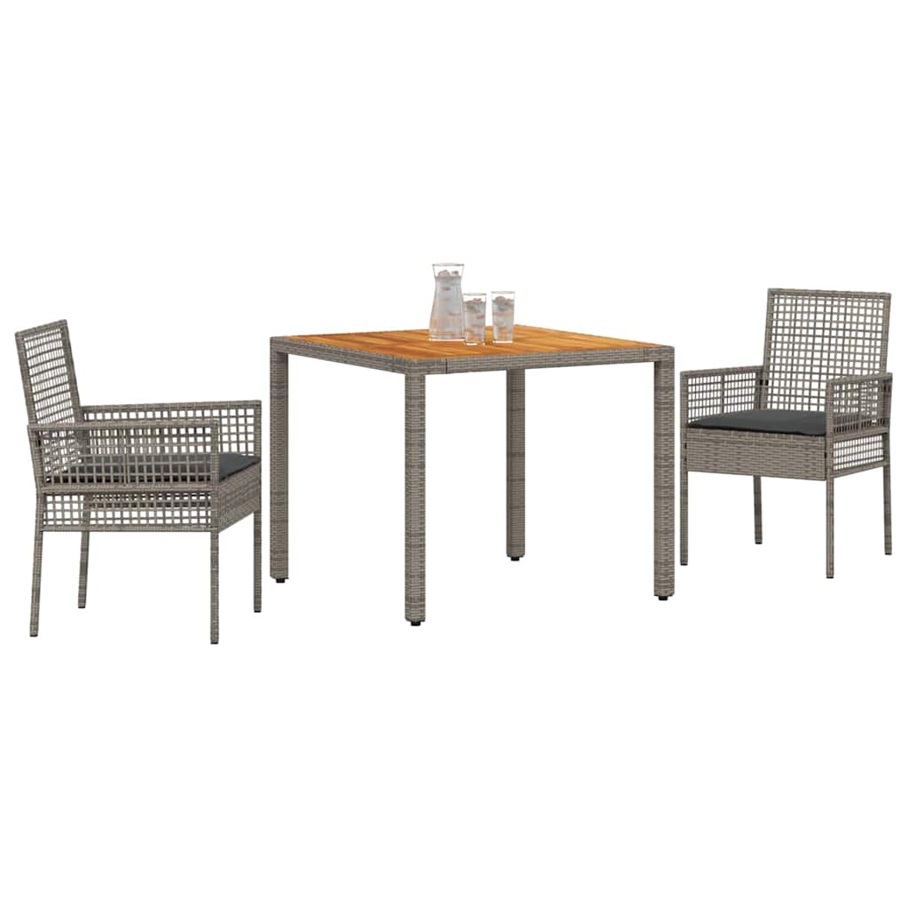 Ensemble de salle à manger pour jardin 3 pcs Gris polyrotin