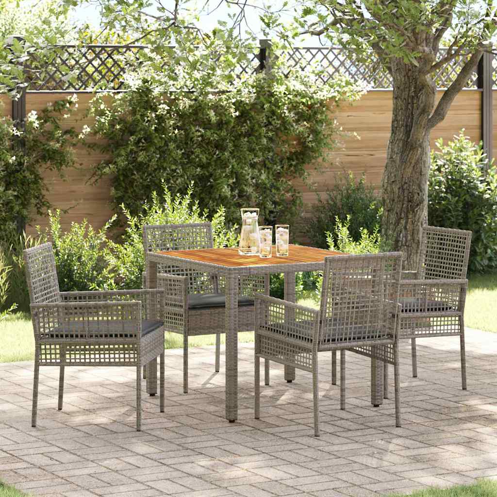 Ensemble de salle à manger pour jardin 5 pc Gris polyrotin