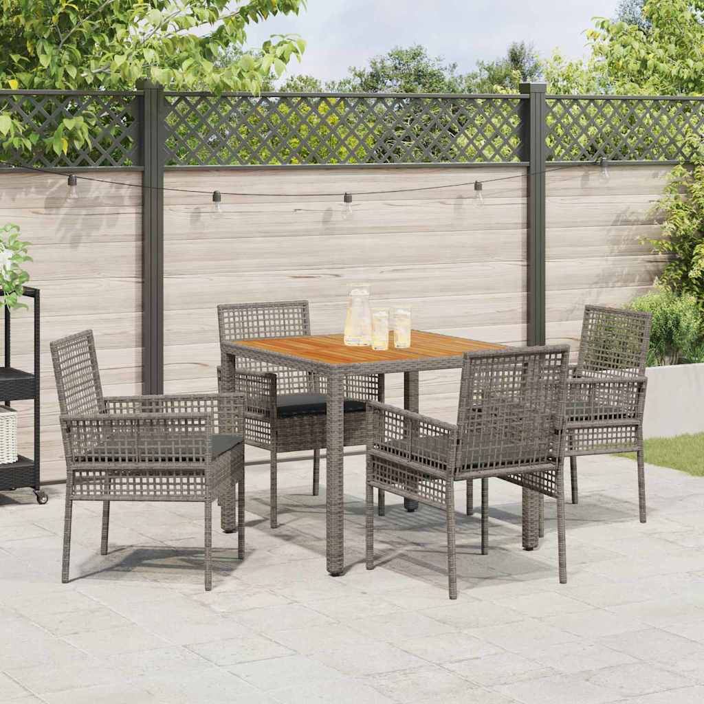 Ensemble de salle à manger pour jardin 5 pcs Gris polyrotin