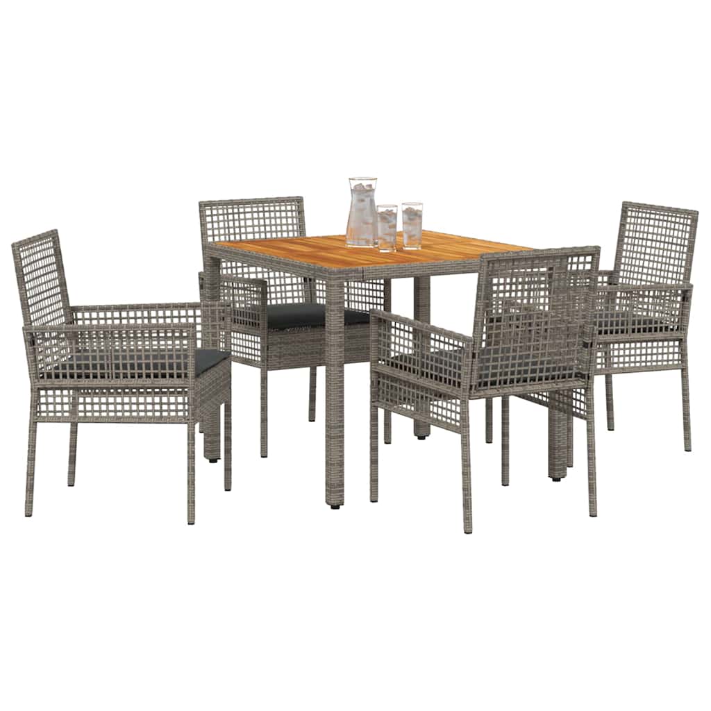 Ensemble de salle à manger pour jardin 5 pcs Gris polyrotin
