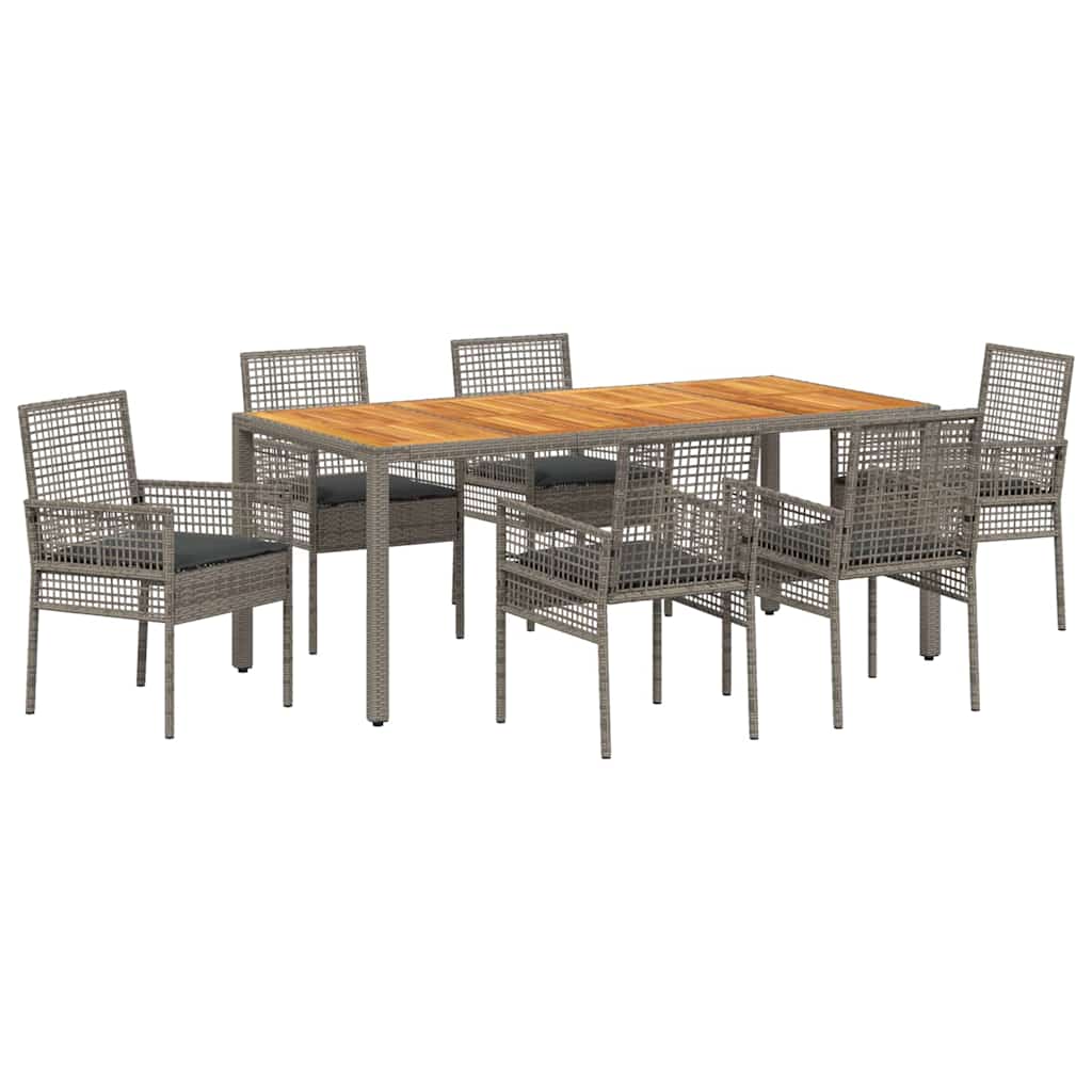 Ensemble de salle à manger pour jardin 7 pcs Gris polyrotin