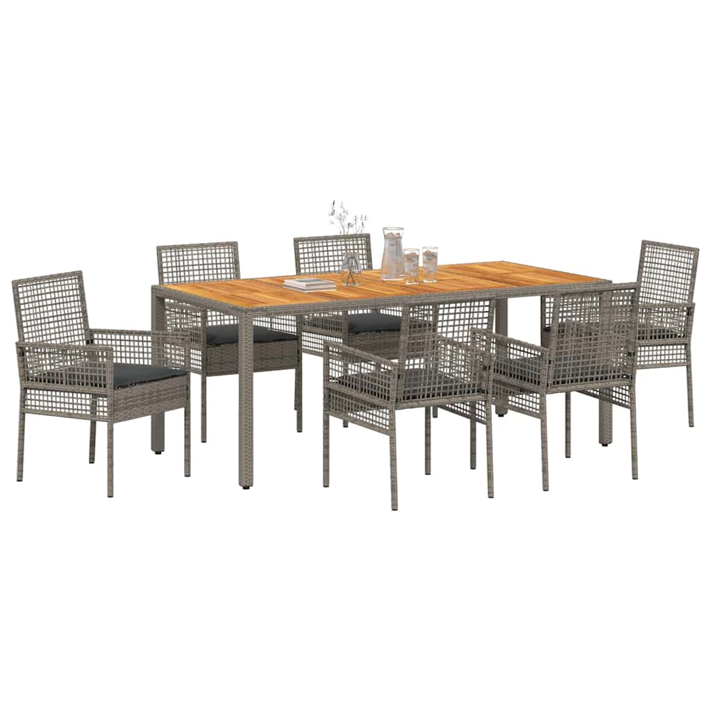 Ensemble de salle à manger pour jardin 7 pcs Gris polyrotin