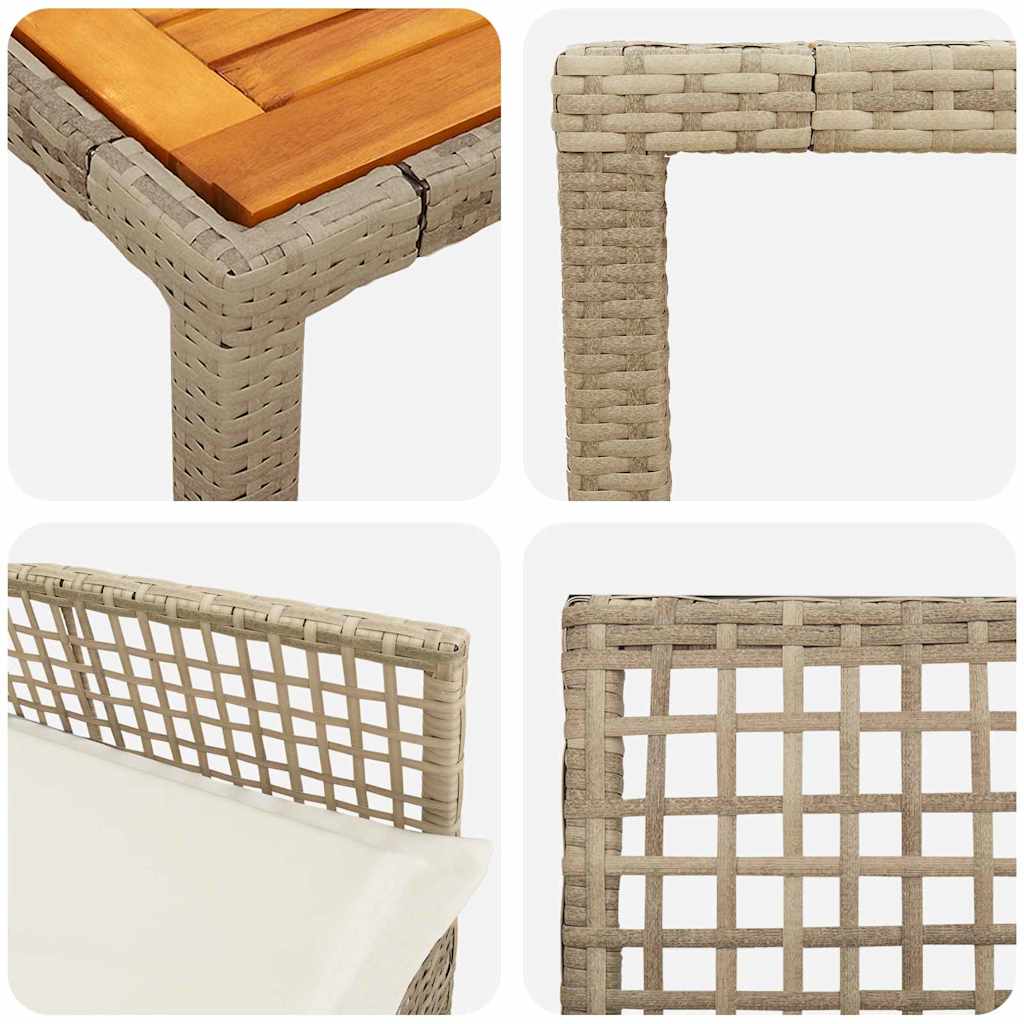 Ensemble de salle à manger pour jardin 3 pcs Beige polyrotin