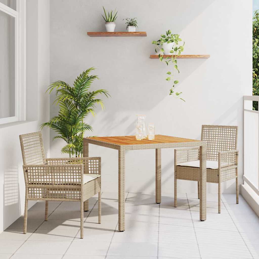 Ensemble de salle à manger pour jardin 3 pc Beige polyrotin