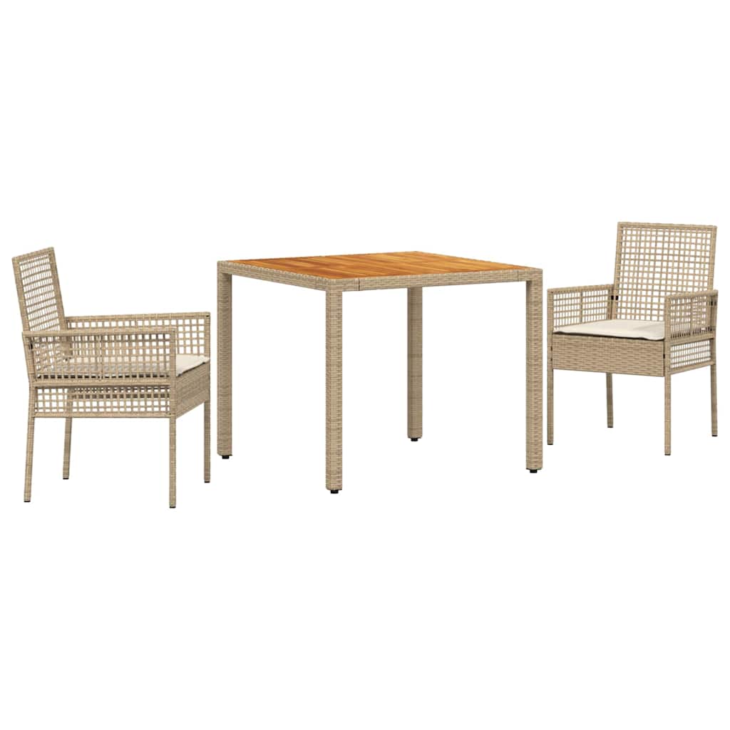 Ensemble de salle à manger pour jardin 3 pcs Beige polyrotin