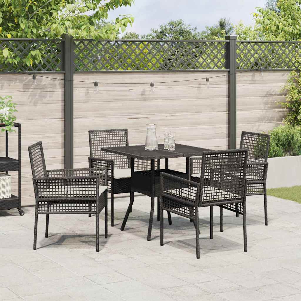 Ensemble de salle à manger pour jardin 5 pcs Noir polyrotin