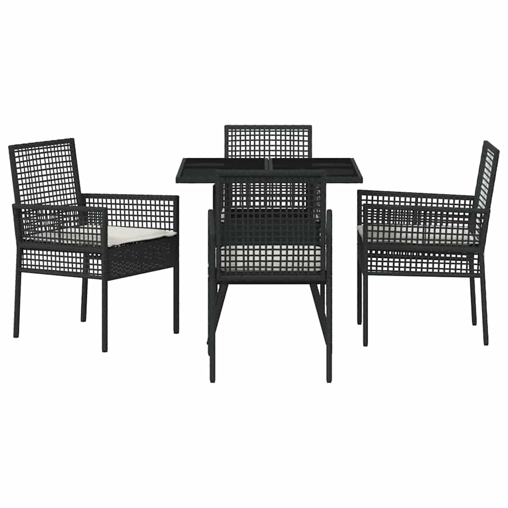 Ensemble de salle à manger pour jardin 5 pcs Noir polyrotin