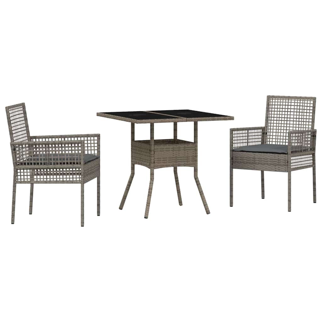 Ensemble de salle à manger pour jardin 3 pcs Gris polyrotin