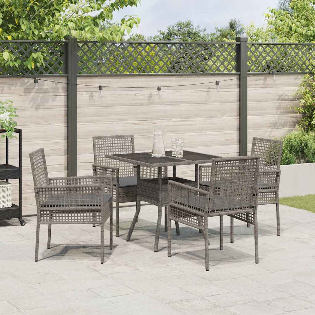 Ensemble de salle à manger pour jardin 5 pcs Gris polyrotin