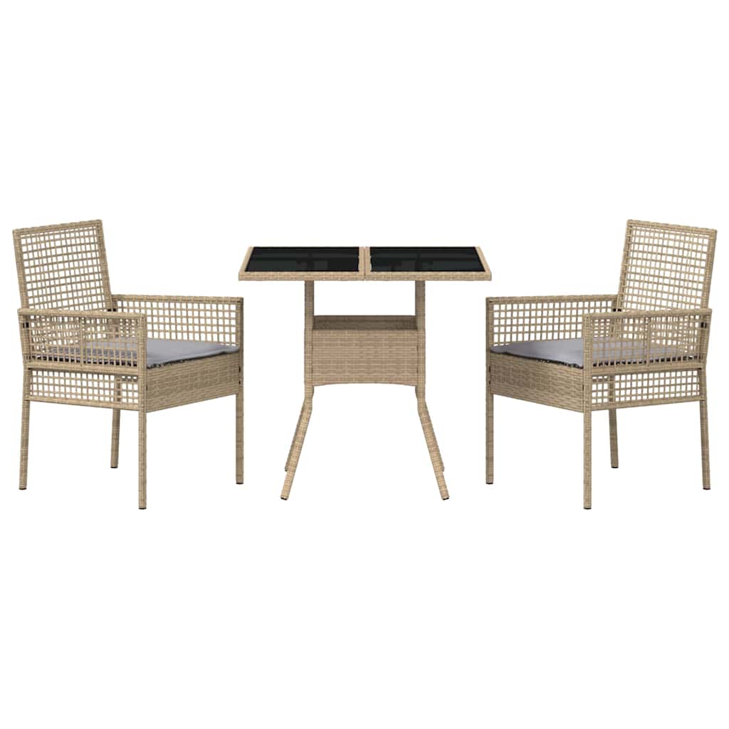 Ensemble de salle à manger pour jardin 3 pc Beige polyrotin