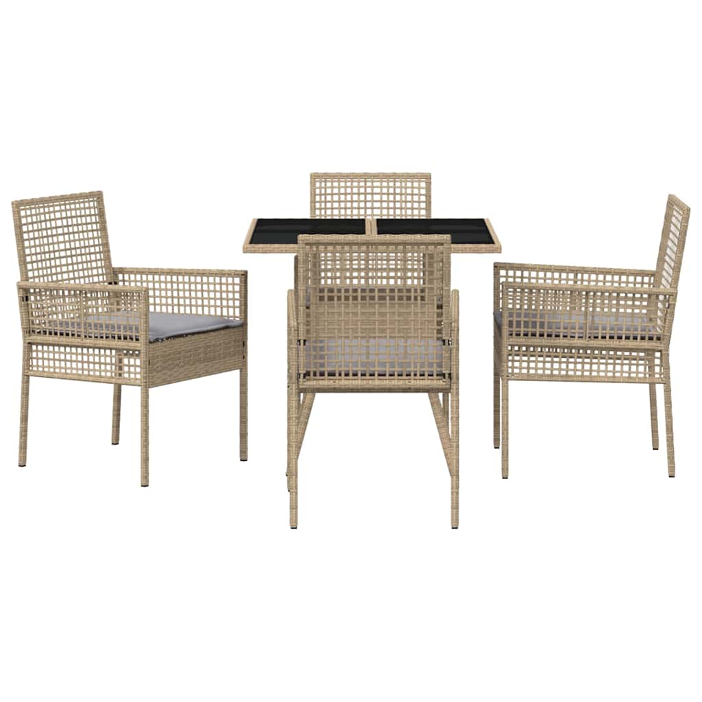 Ensemble de salle à manger pour jardin 5 pc Beige polyrotin