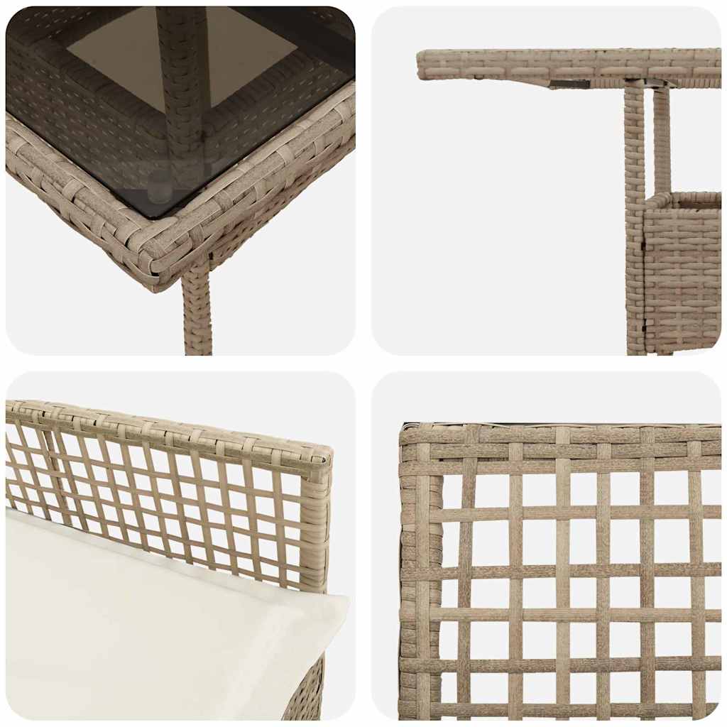 Ensemble de salle à manger pour jardin 3 pc Beige polyrotin