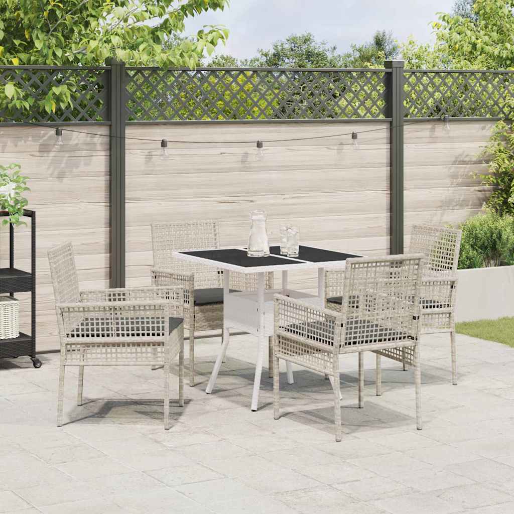 Ensemble de salle à manger pour jardin 5 pc Gris clair