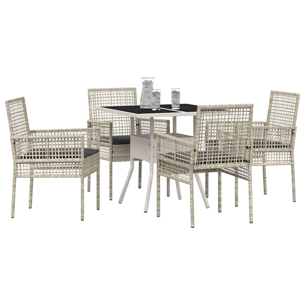 Ensemble de salle à manger pour jardin 5 pc Gris clair