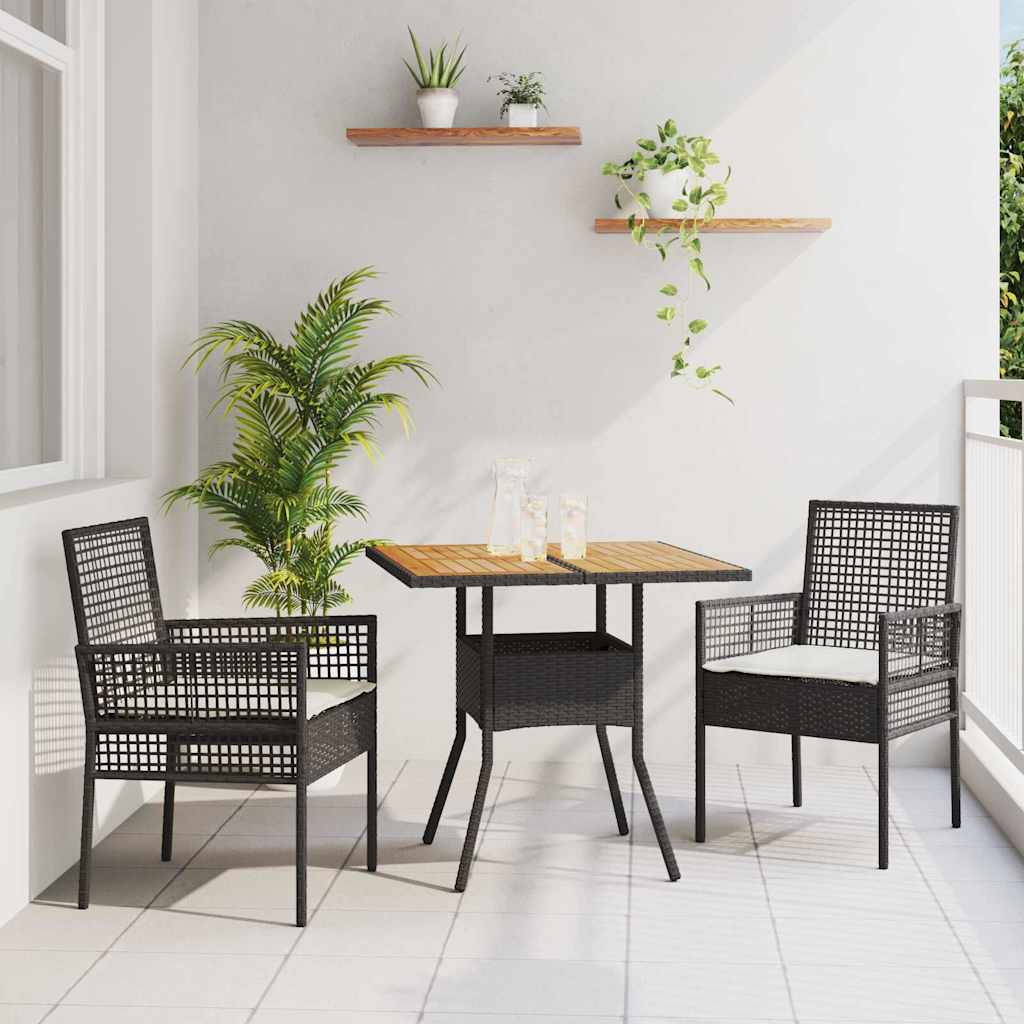 Ensemble de salle à manger pour jardin 3 pc Noir polyrotin