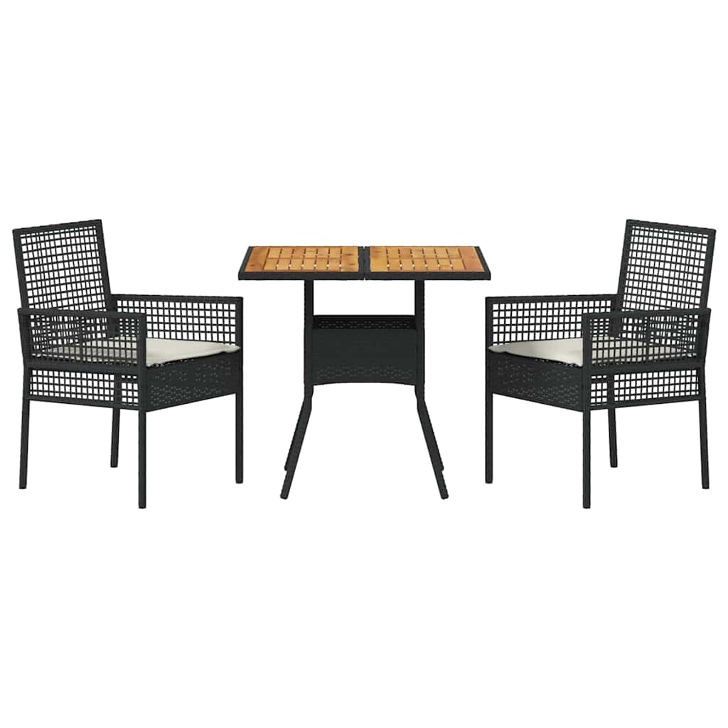 Ensemble de salle à manger pour jardin 3 pcs Noir polyrotin