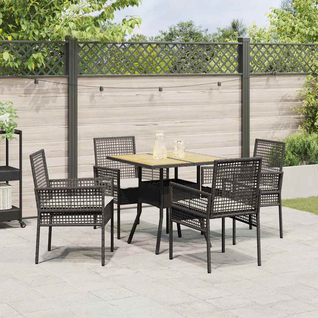 Ensemble de salle à manger pour jardin 5 pcs Noir polyrotin