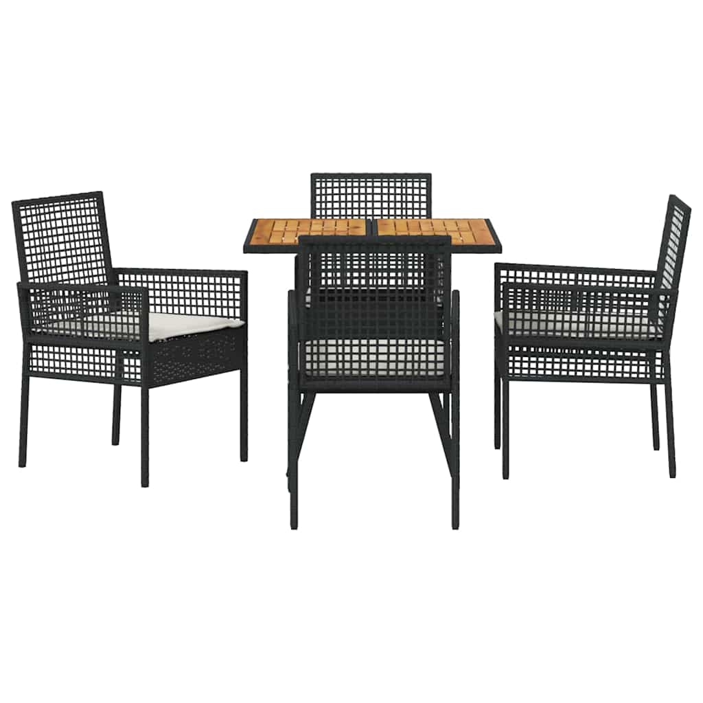 Ensemble de salle à manger pour jardin 5 pcs Noir polyrotin