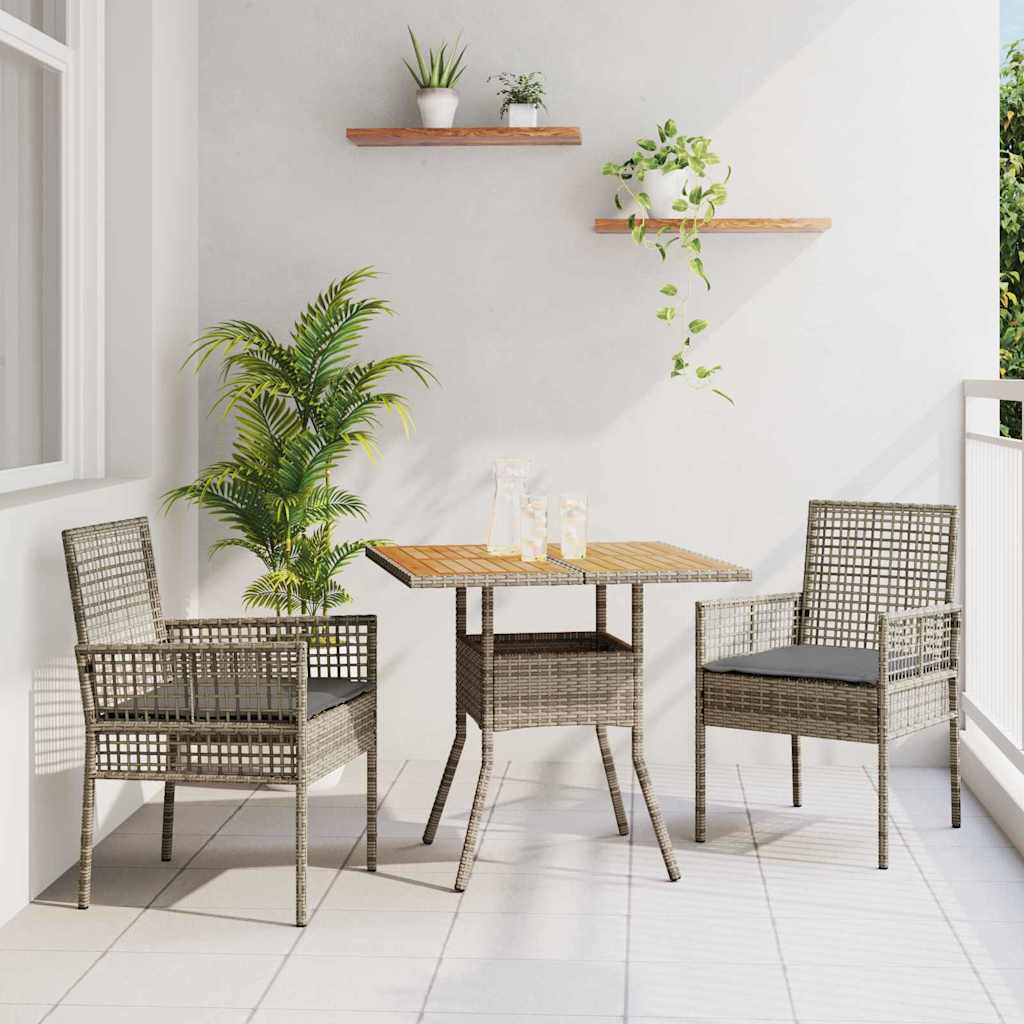 Ensemble de salle à manger pour jardin 3 pc Gris polyrotin