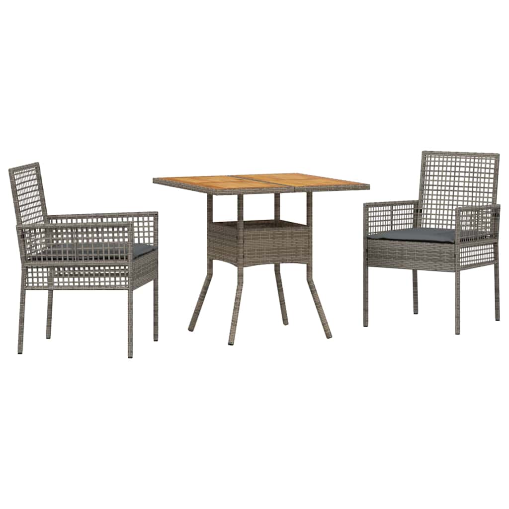Ensemble de salle à manger pour jardin 3 pcs Gris polyrotin